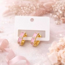 Pudra Dokunuşlu Gold Halka Küpe