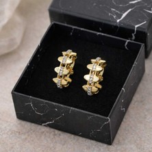 Gold Kaplama Taş Detaylı Küpe
