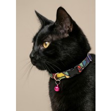 Ben Evcilim Renkli Üçgen Desenli Siyah Çizgili Kedi Tasması Zilli (18-32cm)