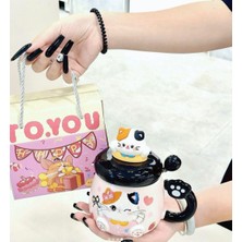 Sevimli Kedi Temalı Kupa Bardak Hediyelik Kedi Kupa