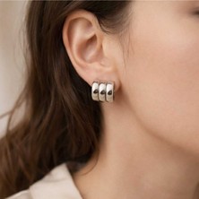 Paslanmaz Çelik Gümüş Renk Halka Küpe