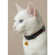 Ben Evcilim Pati Desenli Siyah Kedi Tasması Zilli (18-32cm)