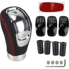 Özgürce Kırmızı Dikişli Oval Deri Manuel Vites Topuzu, Şık ve Şık Tasarım