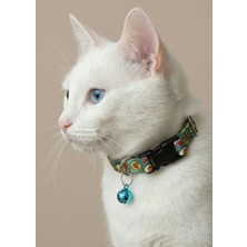 Ben Evcilim Avokado Desenli Yeşil Kedi Tasması Zilli (18-32cm)