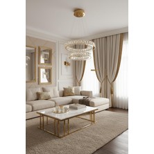 Elizim Home Lighting Kristal 2 Katlı Uzaktan Kumandalı Gold Avize