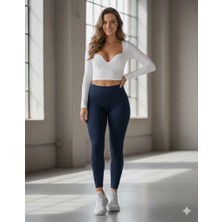 Ebrita Moda Kadın Yüksek Bel Şardonlu Toparlayıcı Fit Tayt