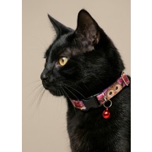 Ben Evcilim Baykuş Desenli Kedi Tasması Zilli (18-32cm)