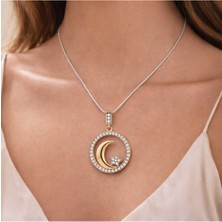 Ay ve Yıldız Figürlü Işıltılı Kolye