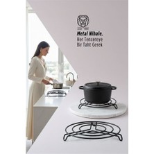 Zenvia Juliette Serisi Siyah Metal Nihale - 20 cm Isıya Dayanıklı Lüks Tencere Altlığı  ZNV-HBY3245