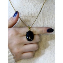 Esha Store Doğal Taş Oniks Doğal Taşlı Otantik Kadın Kolye 45 cm Zincirli EUK36O