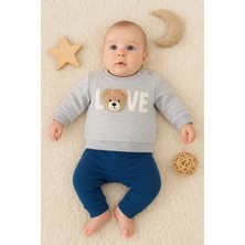 Narnuga Bear Love Nakışlı % 100 Pamuklu 2'li Erkek Takım