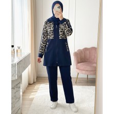 Gömlek Yaka Boydan Fermuarlı Pantolonlu Takım   -Laci