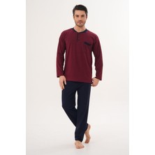 Markalinda 3126 Bordo %100 Pamuk Büyük Beden  Erkek Pijama Takımı