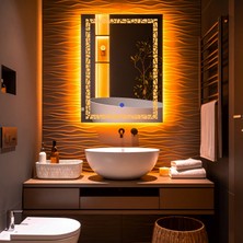 Lumora Mirror Design Gleamira Vertical Amber Led'li Lazer Kumlamalı Lavabo & Banyo Aynası (Dokunmatik Sensörlü)