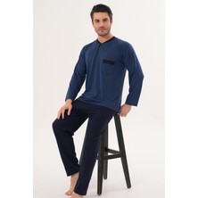Markalinda 3126 Indigo %100 Pamuk Büyük Beden  Erkek Pijama Takımı