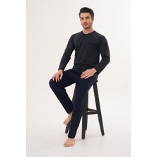 Markalinda 3126 Füme %100 Pamuk Büyük Beden  Erkek Pijama Takımı