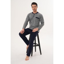 Markalinda 3126 Gri %100 Pamuk Büyük Beden  Erkek Pijama Takımı
