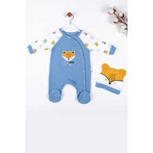 Narnuga Little Fox Desenli % 100 Pamuk Erkek Bebek Tulumu