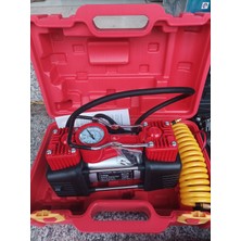 Şahin Çift Piston Çok Amaçlı Otomobil Lastik Hava Kompresörü Şahin Metal Gövde LED Işıklı