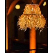 AYGHOME - Doğal Rafya Saçaklı Avize - Bohem Tarz Hasır Sarkıt Lamba - Salon, Mutfak ve Kafe Için Dekoratif Aydınlatma