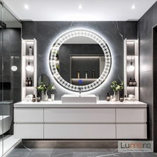 Lumora Mirror Design Velmira Beyaz Led'li Lazer Kumlamalı Lavabo & Banyo Aynası (Dokunmatik Sensörlü)