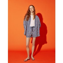Lc Waikiki Yeni Sezon Desenli Oversize Keten Görünümlü Kadın Kimono
