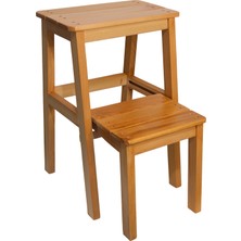 Çok Amaçlı Ahşap Merdiven Tabure – 2 Basamaklı - El Yapımı