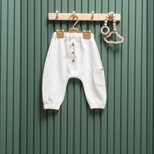 Tiffany Cep Datylı Müslin Bebek Pantolon - Ekru - 24 - 36 Ay Ekru