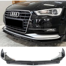 Özgürce Parlak Siyah Ön Lip Üç Parça, Audi A3 8V 2013-2017, Abs Dayanıklı