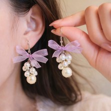 Crystal Atelier Inci Üzüm Model Sallantılı Kadın Küpe – Kurdele Detaylı Hafif El Yapımı Hediye Küpe