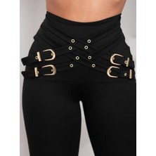 Arben Boutique Kadın Yüksek Bel Önden Çapraz Kuş Göz Detaylı Dalgıç Tayt