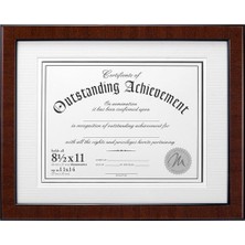 Astera Ceviz Renkli Siyah Kenarlı A4 Sertifika Çerçevesi - 22X28 cm Ahşap Belge Çerçevesi