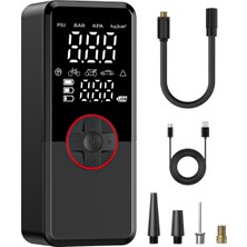 Özgürce Taşınabilir Akülü Elektrikli Hava Pompası, LED Işık ve Basınç Ölçer