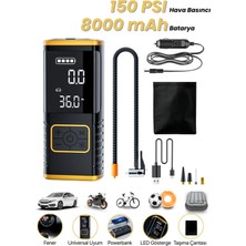 Özgürce Taşınabilir Oto Hava Kompresörü 8000 Mah, 150 Psı, LED Fener ve Powerbank