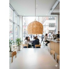 AYGHOME - Doğal Hasır Sepet Avize 30 cm - Salon, Mutfak ve Kafe Için El Yapımı Rattan Görünümlü Sarkıt - Bohem Tarz -Duy Dahil
