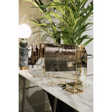 Özgürce 60X30CM Gold Kapaklı Pirinç Masaüstü Makyaj Aynası, Dekoratif Kristal Tasarım