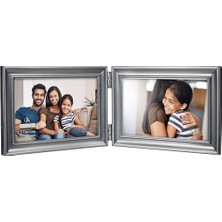 Astera Menteşeli Ikili Yatay Gümüş Metal 10X15 cm Çerçeve