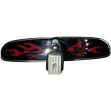 Özgürce Alev Desenli Krom Iç Dikiz Aynası, 250X55 Mm, Evrensel Tasarım