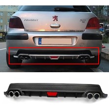 Özgürce Siyah Peugeot 307 Difüzör Yuvarlak Egzoz Görünüm Kulaklı Tasarım