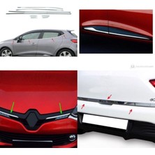 Özgürce Renault Clio 4 Krom Set: Yan Kapı Çıtası, Ön Panjur, Bagaj Çıtası, Cam Çıtası