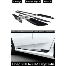 Özgürce Yan Kapı Çıtası Seti, Honda Civic Fc5 2016-2021, Piano Black, 4 Parça