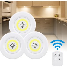 Storemax Hero 3’lü Kablosuz LED Spot Işık Seti – Uzaktan Kumandalı, Yapışkan Bantlı, Pilli, 3W Cob Led, 150 Lümen, 2 Parlaklık Seviyesi, Zamanlayıcılı Dolap Tezgah Banyo Aydınlatmas