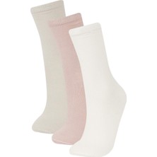 DeFacto Kadın 3'lü Pamuklu Uzun Çorap E2042AXNS