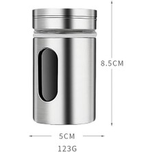 Storemax Metal Cam Tuzluk, Paslanmaz Çelik, Pencereli Tasarım, 8.5cm Yükseklik, 5cm Çap, 123G
