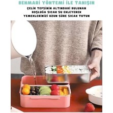 Storemax Bento 1100ML Lunchbox Tek Katlı 2 Bölmeli Paslanmaz Çelik Sefer Tası Yemek Kutusu (Açık Kırmızı)