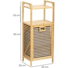 Storemax Bambu Banyo Dolabı, 2 Raflı Çamaşır Sepeti Organizatör, Ahşap, 75 L Çıkarılabilir Kumaş Kirli Çamaşır Haznesi Kirli Sepetli