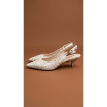 Emienza Mondy Dantel Desen Tekstil Malzeme Pino Topuklu Ayakkabı