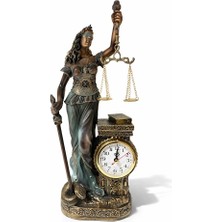 SHC4200 44X17 cm Polyester Saatli Adalet Figürü