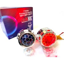 Özgürce Kırmızı Bal Petek Desenli 2,5 Inc Far Mercek, LED ve Xenon Uyumlu