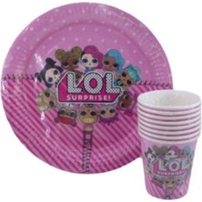 Süslü Sanat Pembe Lol Tabak ve Bardak Seti